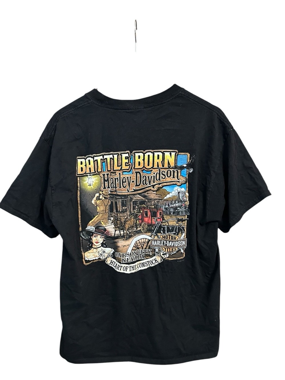 Harley Davidson T Shirt Western Streetwear Men’s Large Biker Nevada Y2K